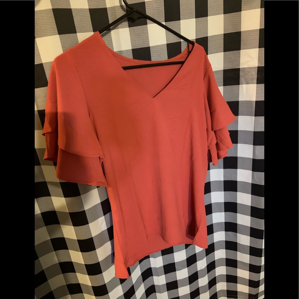 luvamia Women's Casual 3/4 Tiered Bell Sleeve Crewneck Loose Tops Blouses Shirt